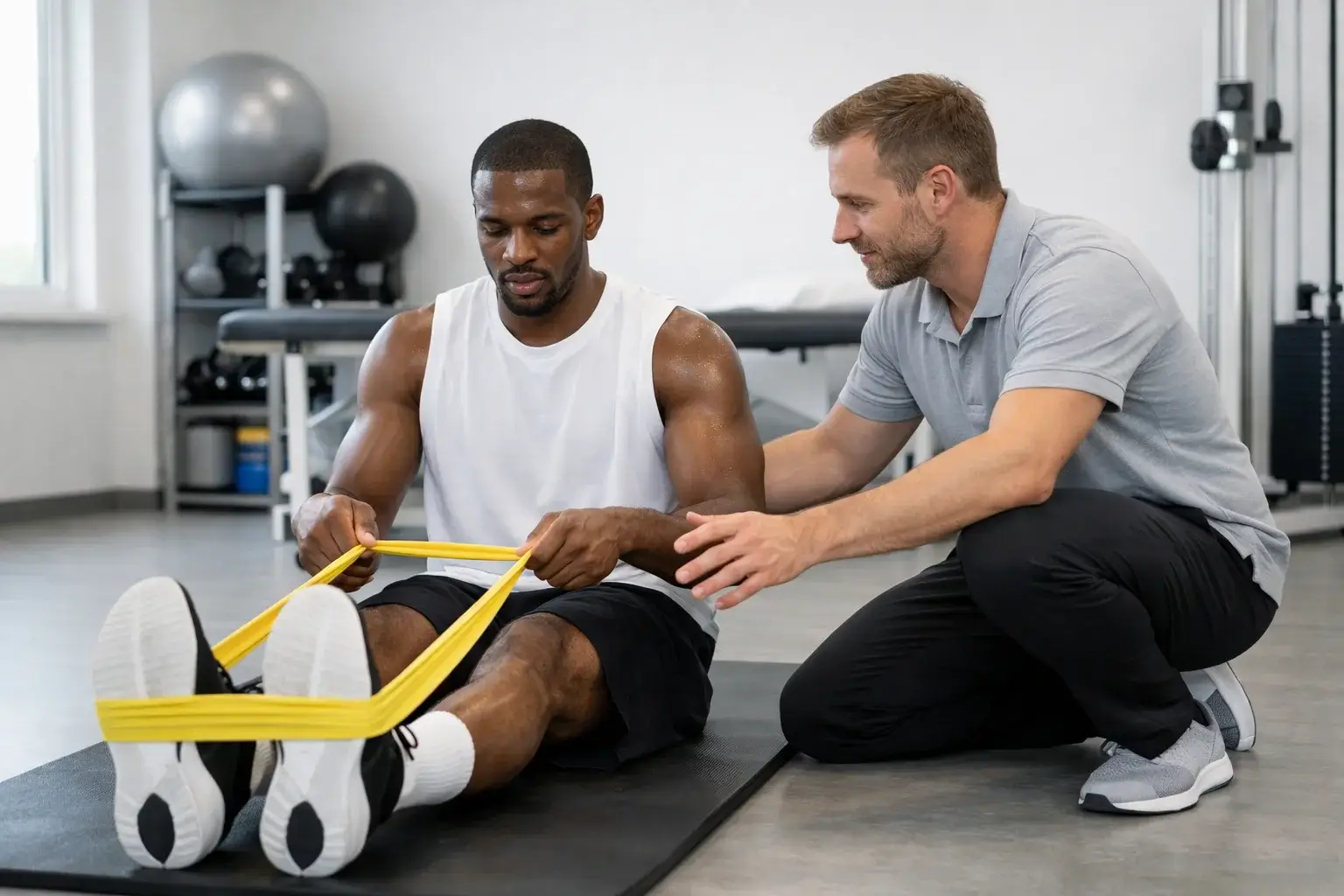 Basketballspieler bei der Rehabilitation nach einer Verletzung