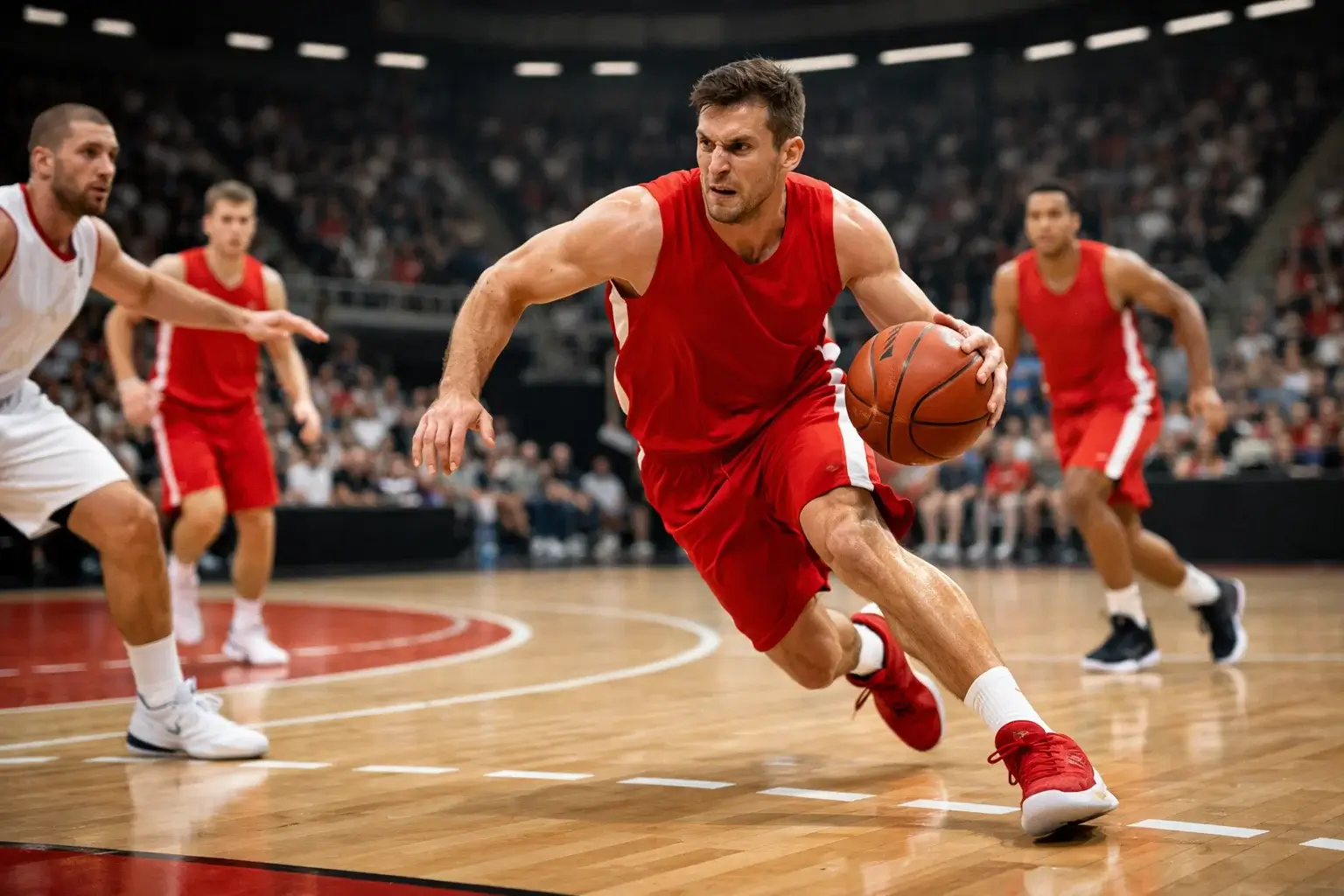 Basketball-Spieler von Bayern München beim Angriff