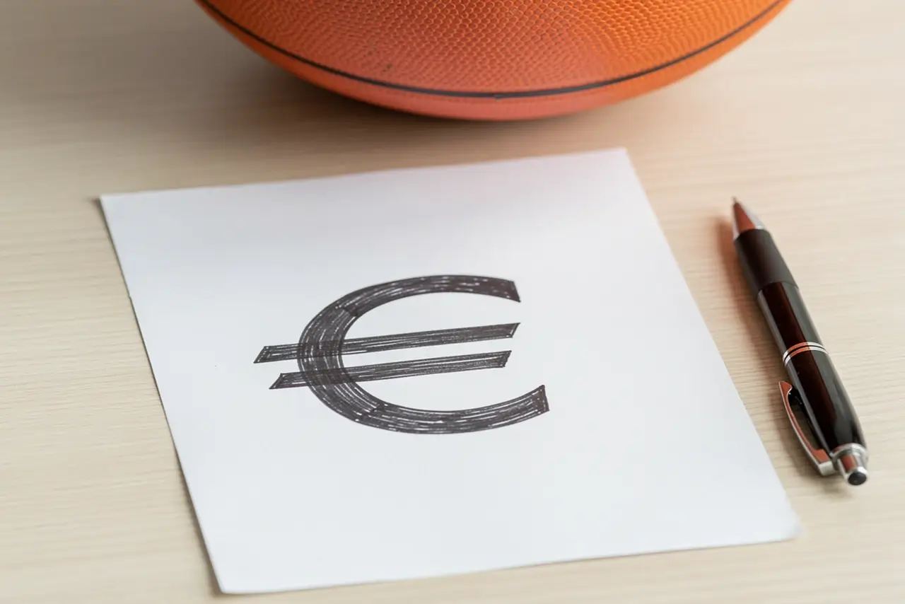 Nahaufnahme eines Dokuments mit einem Stift und einem symbolischen Euro-Zeichen darauf